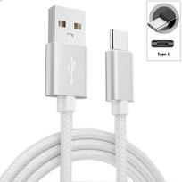 2M Braided USB-C Fast Charging Cable USB A to Type C Charger Cord Tangle Free Reinforced Connector for Android Phones Tablets, 4 Colors Available 1m sidabras