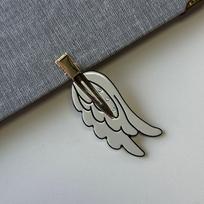 Cute Korean Angel Wings Hair Clip with Side Bangs Panel pilkšvai balta