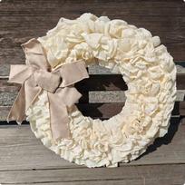 Burlap Wreath Textured Decorative Ruffled Home Decor for Wall Hanging gray