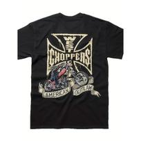 Men'S Retro W-West Coast Iroonn Cross Chopper Motorcycle Graphic Tee - Short Sleeve Crew Neck, Vintage Biker Style Featuring Chopper Motorcycle And S juoda