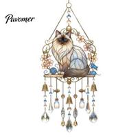 Unique Cat Gifts for Women Wind Chime Suncatcher, Acrylic Hanging Decor with Rainbow Prism Drops, Lover Weatherproof Window Patio Garden Ornament, 20cm A gray