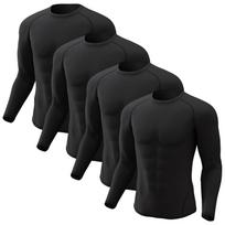 2 Pack Men's Compression Shirts Long Short Sleeve Rash Guard Workout Top, Black M juoda