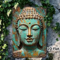 Tin Sign  Vintage Buddha Head Metal Wall Art Teal Patina Religious Statue Plaque Meditation Yoga Zen Home Decor for Living Roo 20x30cm（7.8x11.8inch） beige