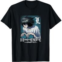 Death Note L Crouching with Logo Anime T-Shirt S juoda