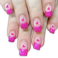 24 Pieces Elegant Press on Nail Glittering Heart Pattern French False Nail Manicure Nail Accesories For Fashion Women 1 brown