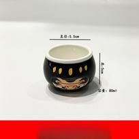 Japanese Sake Set Hand Painted Daruma 1 Pot 2 Cups Ceramic Liquor Gift Box Retro Style gray