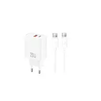 XO CE42 travel charger | 30W | PD | USB-C, USB-A | with USB-C to USB-C cable included | white