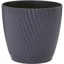 FORM PLASTIC Flower pot with Mika and a base 19cm, black
