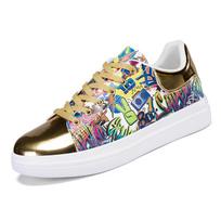 Men's Cross-Border Camouflage Graffiti Lace-Up Height-Increasing Casual Sneakers 47 auksas