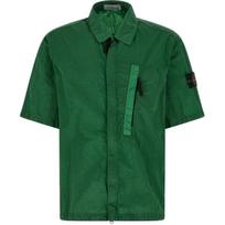 Stone Island Wrinkled Solid Color Badge Short Sleeve Shirt Men shirts L1S151200028S0019V005H M black