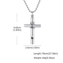 Vnox Cross Whistle Necklace, Stainless Steel Emergency Survival Pendant Chain, 70cm Ball Chain for Men Women, Silver Color