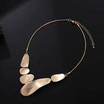 Matte Brushed Gold Abstract Irregular Pebble Bib Necklace Thin Snake Chain Adjustable Extension Chain Modern Geometric Statement Jewelry for Women black