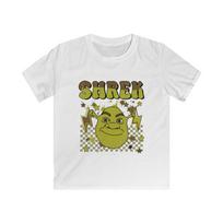 Shrek Face Kids Tee | Retro Checker Stars Graphic S white