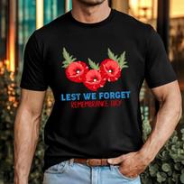 Remembrance Day Lest We Forget Poppy T-Shirt Memorial Tribute Veterans Gift Top XXXXL red