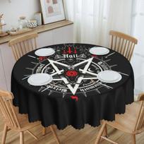 Satanic Baphomet Leviathan Cross Tablecloth Round Oilproof Satan Devil Pentagram Table Cover Cloth for Party 60 inches 50inch(127cm)