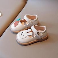 2024 New Spring Cute Bunny and Carrot Patch Children Casual Shoes for Girls Non-slip Kids Shoes Hook & Loop Breatheable Non-slip 16 smėlis