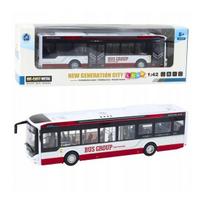 LEAN Toys METALINIS MIESTO AUTOBUSAS SU GARSU IR ŠVIESOMIS 1:42