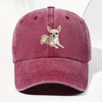 Chihuahua Dog Print Baseball Cap Adjustable Polyester Vintage Pet Lover Unisex Casual Sunscreen Hat One Size gray