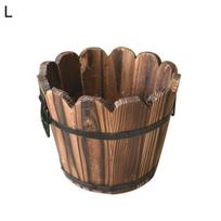 Rustic Succulent Planter Banguotas kraštas medinės statinės tuščias gėlių vazonas Sodo dekoras L black