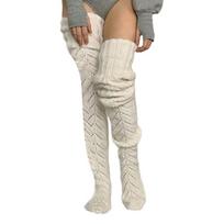 Women Solid Color Knitted Thigh High Stockings with Hollowed Out Mesh Designs Stretchy Over Knee Long Socks Leg Warmers rožinė
