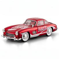 1:24 Mercedes Benz 300SL Coca Cola Pepsi Cola Classic Vintage Car Alloy Metal Diecast Model Car Sound and Light Pull Back Gifts raudona