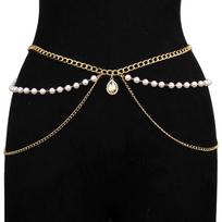Gothic Cross Tassel Charm Belly Waist Chain For Women Beaded Beach Bikini Body Chain Sexy Jewelry A16 beige