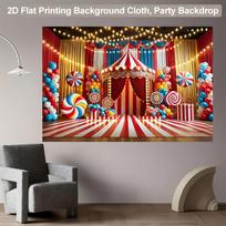 Circus Carnival Tapestry - Vintage Big Top Tent with Lollipops, Party Backdrop Wall Decor, Festive Celebration Art, Polyester 100X70CM red