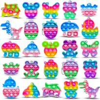 10/30/50 VNT Vaivorykštiniai raktų pakabukai Fidget žaislai Animaciniai Kawaii Sensoriniai žaislai Streso mažinimo stūmimo raktų pakabukai Vaikams Suaugusiems Party dovanėlės blue