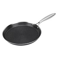 Stainless Steel Crepe Pan Multifunctional Even Heating Nonstick Crepe Pan for Home Outdoor Cooking 24cm black