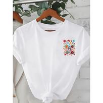 European sizes Women's Short Sleeve T-Shirt with Vibrant Floral Print - Casual Relaxed Fit, Machine Washable, All-Season Comfort S balta