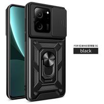 Dėklas Xiaomi 13T Dėklas Xiaomi mi 13T Pro Dangtelis xiaomi 13T Pro Magnetinis žiedo laikiklis Šarvuotas telefono dėklas Slankiojantis kameros apsaugos galinis dangtelis Xiaomi 13T black