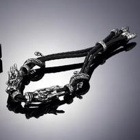 Crow Ornaments Retro Dragon Head Titanium Steel Leather Adjustable Men's Bracelet WS-004