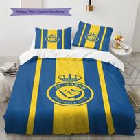 Al Nassr FC Pattern Bedding Set Quilt Cover Pillowcase Home Decor Gift (1 * duvet cover + 2 * pillowcase, without core) 135x200cm yellow