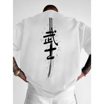Katana Tshirt Unisex Unisex Warrior Streetwear Short Sleeve Casual Cotton Vintage Harajuku Style Tshirt Tops 2XL white