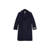 GUCCI Logo Patch Double-Breasted Coat 761734-Z582J-4080 46 tamsiai mėlyna spalva