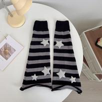 Star Print Boot Cuffs Striped Leg Covers Grunge Style Flared Leg Warmers  For Women gray