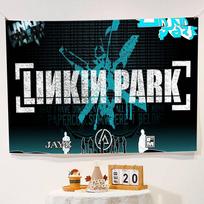 L-Linkin Park Backdrop Children's Birthday Party Happy Birthday Bedroom Sofa Decoration Banner 47.2x31.5inch/120*80cm blue