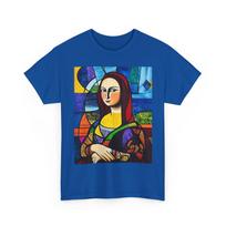 Abstract Mona Lisa T-Shirt Unisex Mens Womens Picasso Style Fine Art Graphic Tee M blue