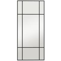Sieninis veidrodis su metaliniu rėmu, juodas, 50 x 2 x 110 cm
