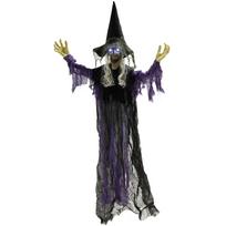 Kabanti animatroninė ragana su LED akimis ir garso funkcija, violetinė, 80 × 15 × 183 cm