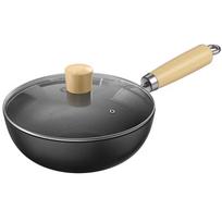 Kitchen Iron Pot Frying Pan Wok Pan Uncoated Gas Stove Induction Cooker Universal Non-Stick Iron Wok Saucepan Cookware Set 24cm gray