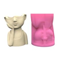 Cute Boy Candle Silicone Mold Cartoon Flower Pots Mold Candle Tray Mold Home Decorations Exploy Resin Molds DIY Crafts 1 beige