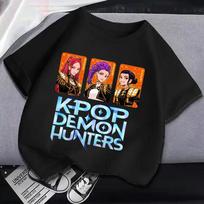 New K Pop Demon Hunters Kids T Shirts Cartoon Anime Printed T Shirt Boys Girls Casual Short Sleeves Tops Children's Clothing 100 white