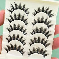 Natural Long Multilayers Cross Long Lashes Wispy Fluffy 3D Messy Fake Lashes  Eye Makeup Tools B