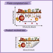 Self Adhesive Cartoon Kitchen Utensils Stickers for Fridge Kitchen Dining Room Decor Peel and Stick Removable Waterproof 30x60CM įvairiaspalvis
