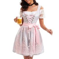 Moterų Oktoberfest kostiumas Vokiškas Bavariškas Alaus apranga Dirndl suknelė Bluzonas Prijuostė Kaspinai Juosta Helovino vakarėliui XL gray