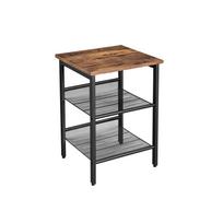 VASAGLE Side Table, Nightstand, End Table with 2 Adjustable Mesh Shelves, Easy Assembly, Industrial for Living Room, Bedroom, Stable Steel Frame ruda