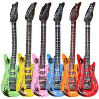 6pcs Random Color 55cm Inflatable Rock Guitar PVC Blow Up Toy for 80s 90s Themed Party Birthday Decorations Photo Props 21inch