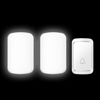 Wireless Flashing Light & Sound Doorbell for Deaf and Elderly with Call Button 1 Button + 2 Receivers