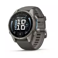 Garmin Fenix 9 43mm – Titano spalvos su akmenėlių / pilku dirželiu